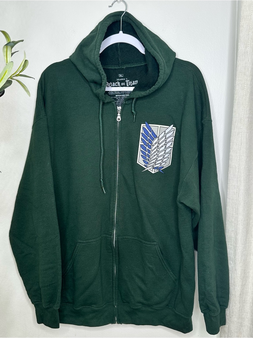 Attack on Titan Green Full Zip Hoodie XL